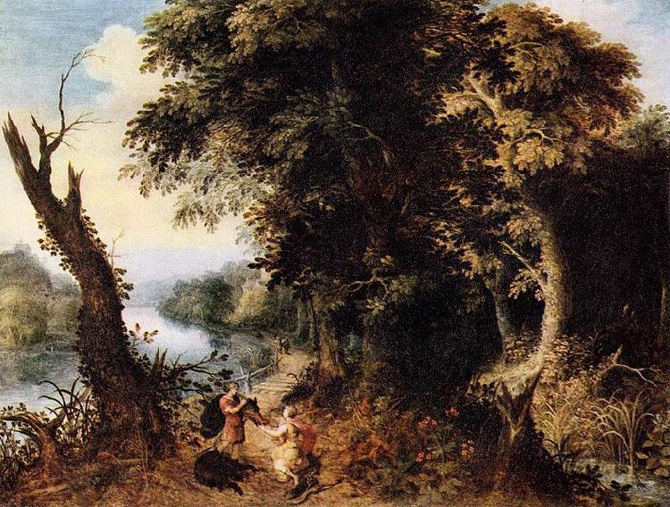 Abraham Govaerts Landscape with Diana Receiving the Head of a Boar Norge oil painting art